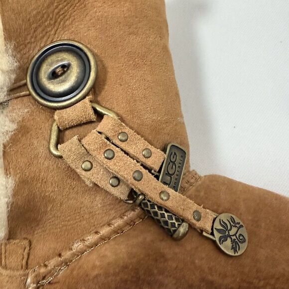 UGG Boots Womens 8 Chestnut Azalea Charms Sheepskin Tan Brown Boho Cozy - Picture 4 of 12